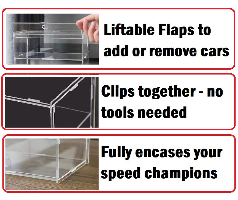Speed Champions 4 tier Acrylic Display Case - Ideal for Lego Speed Champions